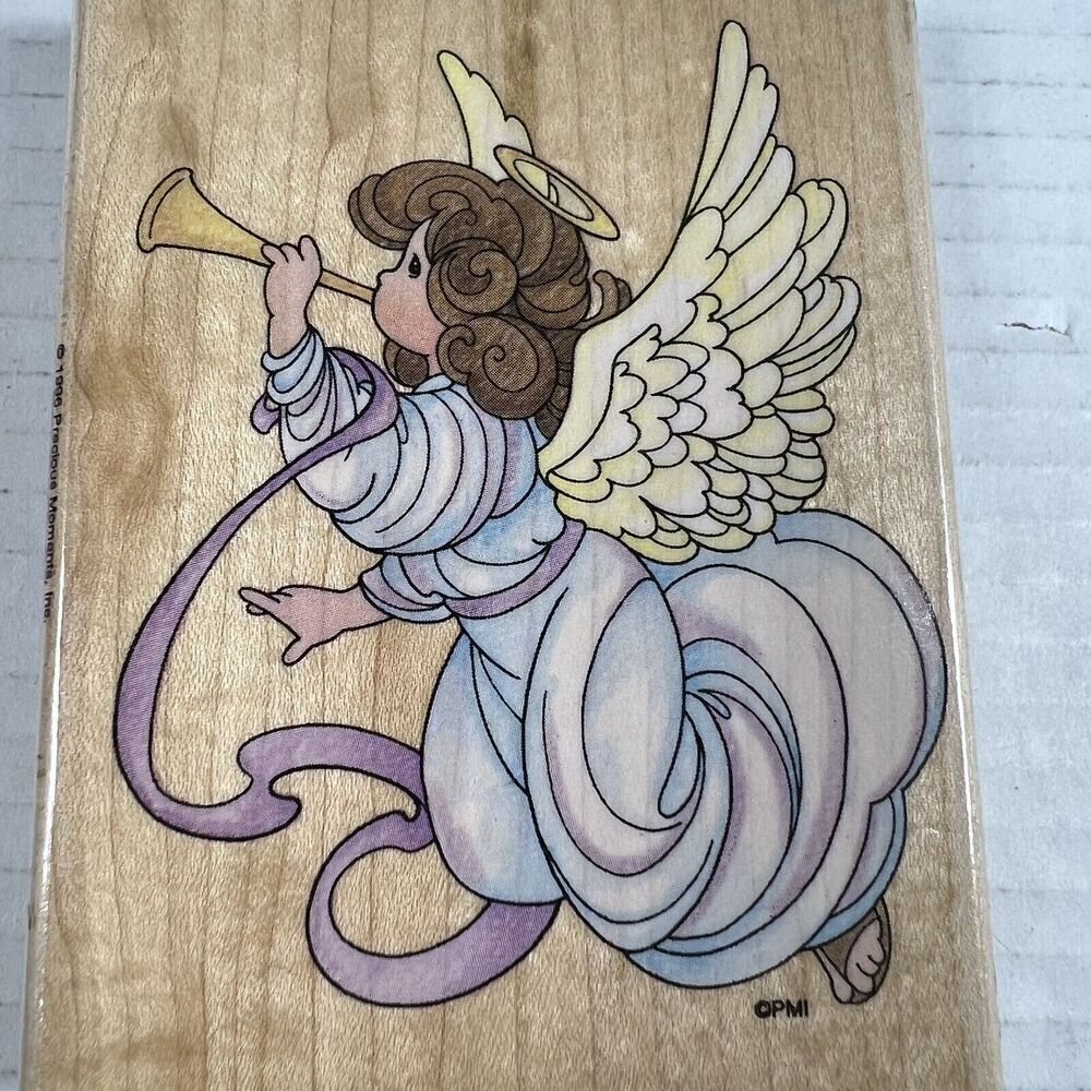 Stampendous Precious Moments Rubber Stamp Angel Trumpet Wings Vintage 1996 Love